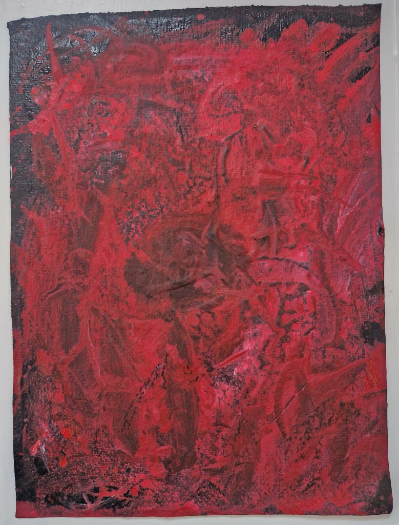 Second layer of painting of Anger by Anand Quinn, Tuamgraney, Ireland