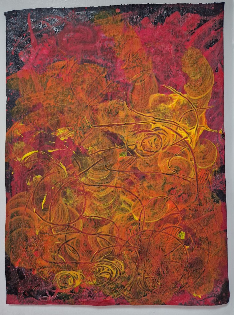 Third layer of painting of Laughter by Anand Quinn, Tuamgraney, Ireland
