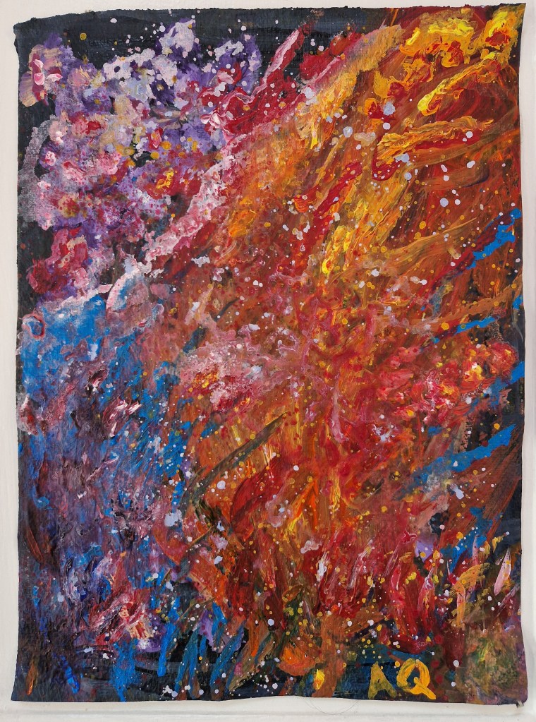 Seventh and final layer of painting of Joy and the Tapestry of Emotions by Anand Quinn, Tuamgraney, Ireland